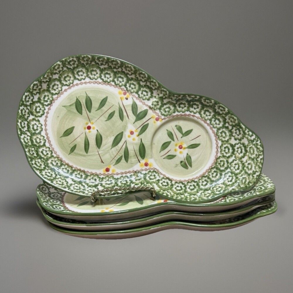 Temptations Green Snack Plate For Mug Plates Old World Set Of 4 Plates Only
